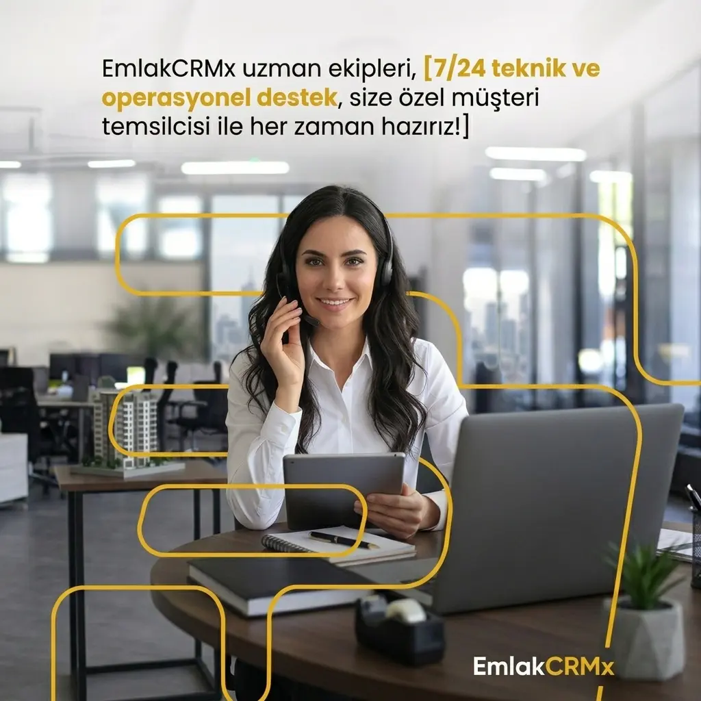 EmlakCRMx 7/24 Destek — Emlakçı Yazılımı Müşteri Hizmetleri